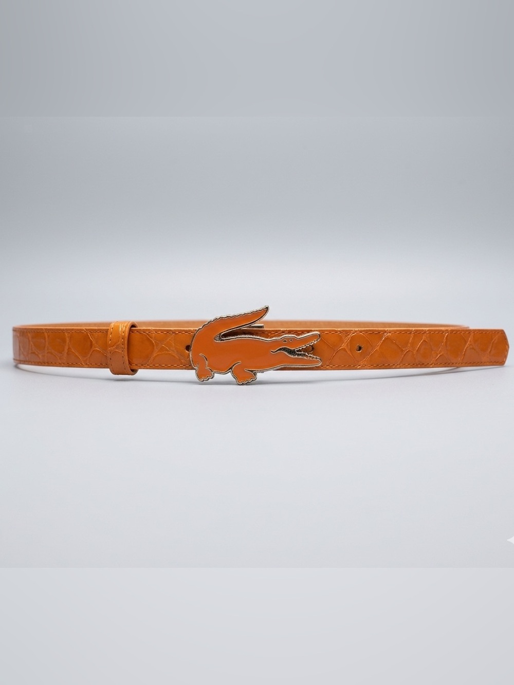 Vintage Y2K Lacoste “Big Crocodile” Statement Belt – Cognac Brown